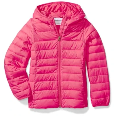 Abbildung von Amazon Essentials Mädchen Leichte, Wasserabweisende, verstaubare Kapuzenjacke, Dunkelrosa, 10 Jahre