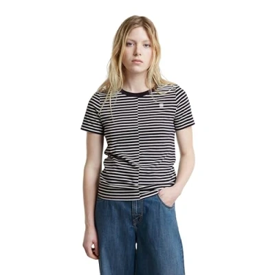 Abbildung von G STAR Front SEAM Tshirt print, Damen, Größe: Large, Osaka blue it chalk stripe
