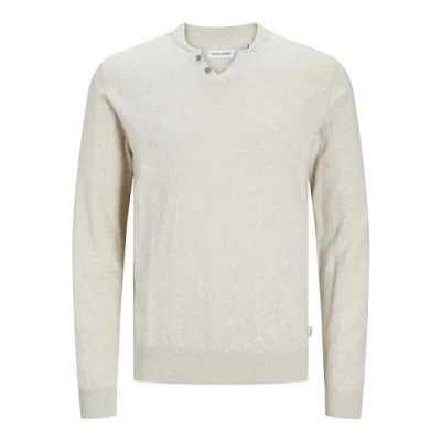 Abbildung von Jack &amp; Jones Geteilter Strickpullover, Herren, Größe: Large, Oatmeal