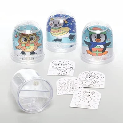 Abbildung von Baker Ross FC266 Winter Freunde Schneekugel Bastelset 4er Pack, für Kinder, Basteln, Bemalen und Dekorieren Kinder