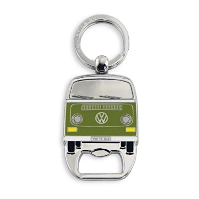 Abbildung von BRISA VW Collection Volkswagen Schlüssel Anhänger Ring Schlüsselbund Accessoire Keyholder mit Bier Flaschen Öffner im T2 Bulli Bus Design (Grün)