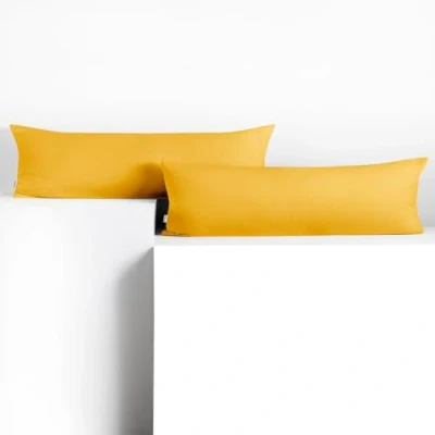 Abbildung von DecoKing 2 Kissenbezüge 40x145 cm Jersey Baumwolle Reißverschluss gelb Amber