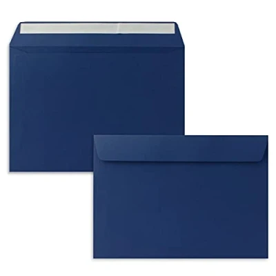 Abbildung von 50x Briefumschläge DIN C5 Dunkelblau (Blau) 16,2 x 22,9 cm Haftklebung Edle Kuverts für große Einladungen und Karten zum Geburtstag oder Hochzeit