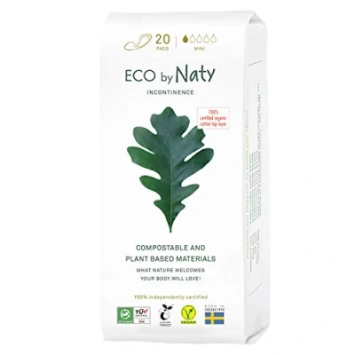 Abbildung von Eco by Naty Inkontinenzeinlagen für Damen Mini Binden die empfindliche Blase, Saugfähige und diskrete umweltfreundliche Damenbinden (20 Stück)