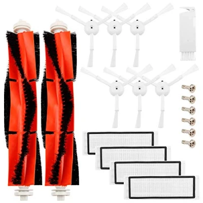 Abbildung von ABC life Zubehör für Xiaomi Saugroboter, 2 Zentralbürste&amp; 6 Seitenbürste&amp; 1 Reinigungshilfe&amp; 4 HEPA Filters,Staubsauger teile Ersatzteile Mi Robot und Cleaner Roborock S50 S51 S6(19 Teilig)