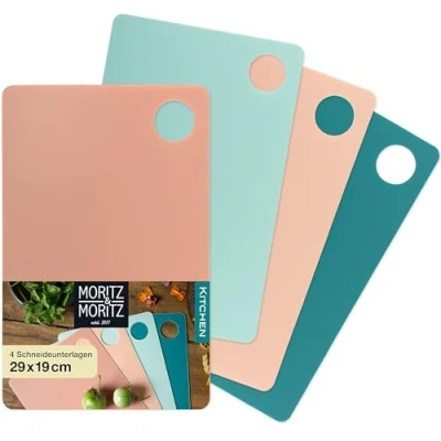 Abbildung von Moritz &amp; 4x Flexibles Schneidebrett Kunststoff Dünn Schneidebretter je 29 x 19 cm Schneidematte Flexibel Für sicheres Schneiden mit Grifföffnung