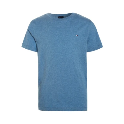 Abbildung von Tommy Hilfiger Jungen T Shirt Kurzarm Rundhalsausschnitt, Blau (Dark Allure Heather), 5 Jahre
