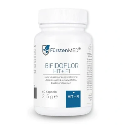 Abbildung von FürstenMED® Bifidoflor HIT + FI bei Histaminintoleranz und Fructoseintoleranz mit Bifidobacterium Lactobacillus Stämmen 60 magensaftresistente Kapseln Laborgeprüft, Vegan ohne Zusatzstoffe