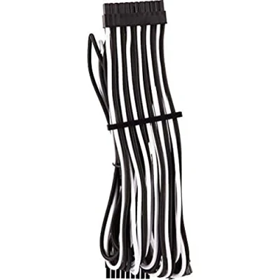 Abbildung von Corsair Premium Sleeved 24 pin Polig ATX Kabel Typ4 (Generation 4 Serie) Weiß/Schwarz