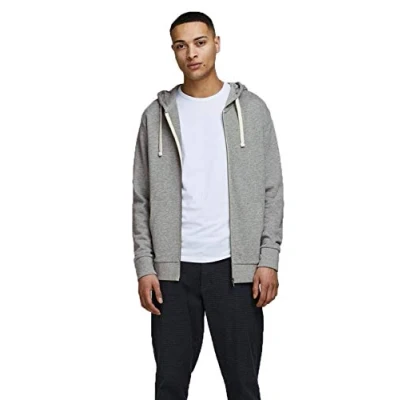 Abbildung von JACK &amp; JONES Herren Jjeholmen Zip Hood Noos Sweatjacke, Grau (Light Grey Melange Fit: Reg Fit Melange), XXL EU