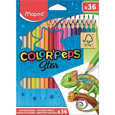 Abbildung von Maped ergonomische Drei Kant Buntstifte, Farbstifte COLOR&#039;PEPS STAR aus FSC zertifiziertem Holz 36x Stifte