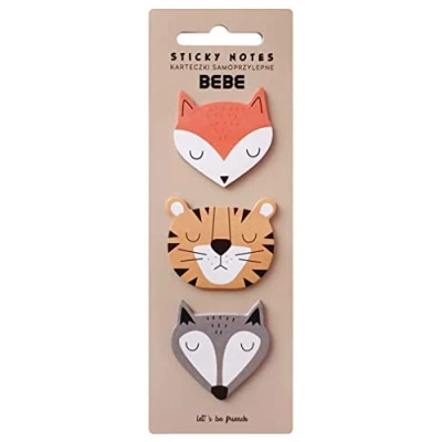 Abbildung von Interdruk Haftnotizen Tieren Klebezettel 75 Blatt Tiger + Fuchs Wolf