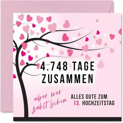 Abbildung von Stuff4 13. Hochzeitstag Karte Liebe 4748 Tage Zusammen 13 Jahrestag Geschenke für Mein Mann Ehemann Meine Frau Ehefrau, 145mm Lustig Glückwunschkarten