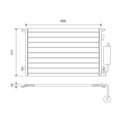 Abbildung von VALEO 817648 Klimakondensator mit Trockner Aluminium 411 R 134a OPEL: Vectra C Saloon, Caravan, CC