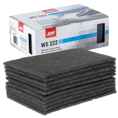 Abbildung von APP WS 222 Schleifvlies Pads, 10er Set, 150 x 230 mm, grau für Metall, Holz, Stahl &amp; Edelstahl Feinkörnige Schleifwolle, Körnung: 600 800