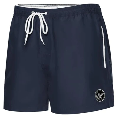 Abbildung von Ladeheid Badehose Herren Bequeme Badeshorts Kurz mit Seitentaschen und Schnürchen, Netzfütterung, Perfekt für Sommer, Strand Schwimmbad LA40 199 (Marineblau, 5XL)