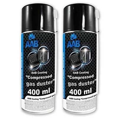 Abbildung von AAB Reinigungsspray 2 x 400ml, Druckluftreiniger, Reinigung von Multimedia und Bürogeräte, Tastatur, PC, Keyboard, Spielekonsolen, Computergehäuse, Air Duster, Luft druck, Reiniger, Pressluft