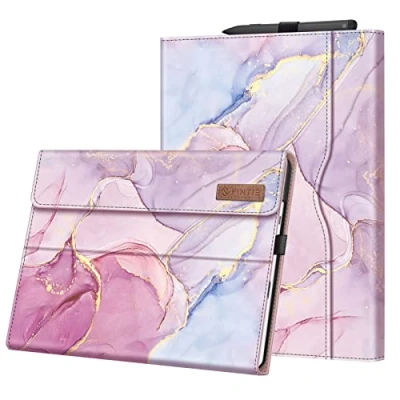 Abbildung von Fintie Hülle für Microsoft Surface Pro 11 / 10 9 13 Zoll Multi Sichtwinkel Kunstleder Tasche Schutzhülle mit Dokumentschlitze Stift Halter, Type Cover Kompatibel, Glorreicher Marmor
