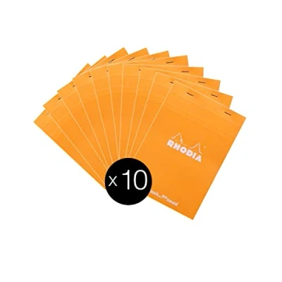 Abbildung von Rhodia 16558C Packung mit 10 Notizblöcken No.16, DIN A5 80 Blätter Dot Lineatur 80g, Orange, 1 Pack
