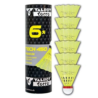Abbildung von Talbot torro Unisex Tech 450 badmintonbolde 6 stk. dåse sporting goods, Korb: Gelb Rot / Schnell, Einheitsgröße EU