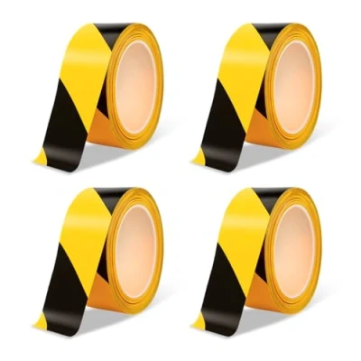Abbildung von Amig 4 er Set Absperrband Hergestellt aus Niederdruck Polyethylen LDPE Maße: 200 m Länge x 70 mm Breite Signalband zur Abgrenzung von Sicherheitsbereichen Farbe: Gelb und Schwarz
