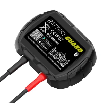 Abbildung von Intact Battery Guard, Batteriewächter zur Bluetooth Überwachung von 12V Blei und Lithium Batterien, mit Spannungs Temperaturanzeige Push Benachrichtigung bei kritischem Ladezustand