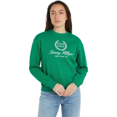 Abbildung von Tommy Hilfiger FLAG Script Sweatshirt, Damen, Größe: 3XL, Olympic green