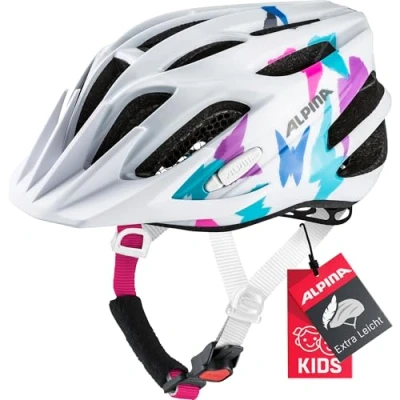 Abbildung von ALPINA FB JR. 2.0 Stoßabsorbierender, Leichter &amp; Stabiler Fahrradhelm Mit nachrüstbarem LED Für Kinder, white butterfly, 50 55 cm