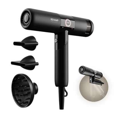 Abbildung von Revamp iGen Progloss professionelle SUPERLITE Haartrockner 2 Stylingdüsen, 1 Diffusor Aufsatz, 4 Hitze und 3 Geschwindigkeitsstufen Ein Leichtgewicht für unterwegs