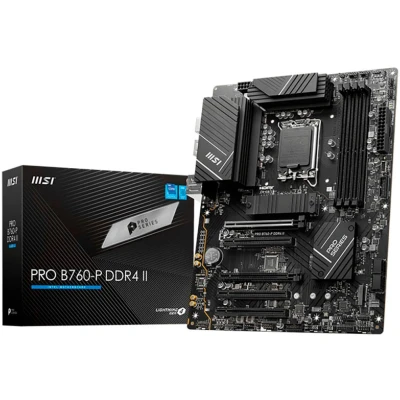 Abbildung von MSI PRO B760 P DDR4 II Mainboard, Micro ATX Unterstützt Intel Core Prozessoren der 12., 13. &amp; 14. Generation, LGA 1700 Memory Boost 5333+MHz/OC, PCIe 4.0 x16 Slots, M.2 Gen4 2.5G LAN