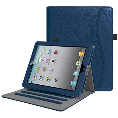 Abbildung von Fintie Hülle für iPad 2 / 3 4 (alte Modelle) 9.7 Zoll Tablet [Eckenschutz] Multi Winkel Betrachtung Folio Stand Schutzhülle mit Dokumentschlitze, Auto Sleep/Wake, Marineblau