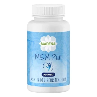 Abbildung von MADENA MSM Pur, OptiMSM Methylsulfonylmethan 90 Kapseln vegan, das reinste der Welt, hochdosiert und optimal bioverfügbar in Form von Coarse Flakes