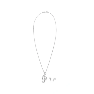 Abbildung von Elli Schmuckset Silber 925 Damen, Halskette mit Notenschlüssel Anhänger und Ohrstecker Zirkonia, Silbernes Schmuck Set Silberkette Ohrringe für Frauen Mädchen, Kette Länge 45 cm