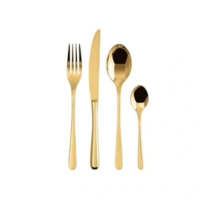 Abbildung von Sambonet 52553G81 Taste Golden Besteck Set 24 Teile 6 x Gabeln, Messer, Esslöffel, Teelöffel, Personen, Spülmaschinenfest, Edelstahl, Gold