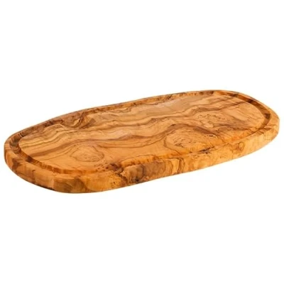 Abbildung von APS 1021 Servierbrett &quot;OLIVE&quot;, 34,5 x 18,5 cm, Höhe 2 mit Saftrille, Olivenholz, naturbedingte Abweichung in Form, Maserung und Größe
