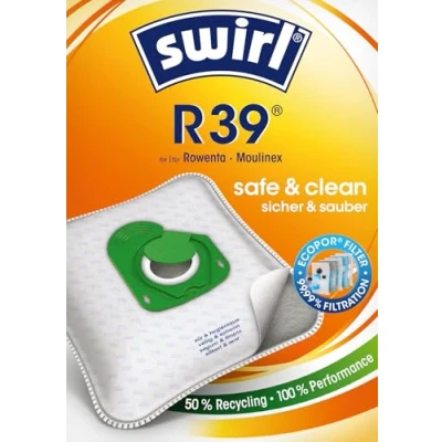 Abbildung von Swirl R 39 EcoPor Staubsaugerbeutel (10 Beutel), reißfeste Staubbeutel für alle Moulinex und Rowenta Staubsauger mit Beutel, 99,9 % Filterung von Hausstaub &amp; allergenem Feinstaub