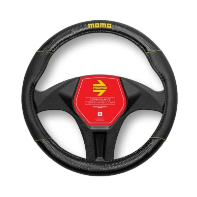 Abbildung von Momo CARBON SWC013BY Lenkradbezug schwarz, gelb 38 39cm PVC