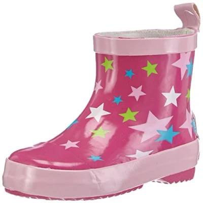 Abbildung von Playshoes Jungen Unisex Kinder Gummistiefel Halbschaft Regenstiefel, pink Sterne, 19 EU