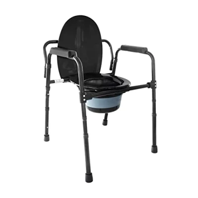 Abbildung von PEPE Toilettenstuhl für Senioren, Nachtstuhl Erwachsene, Klostuhl Senioren Höhenverstellbar, Stuhl Toilette mit Eimer, WC Armlehne, Schwarz