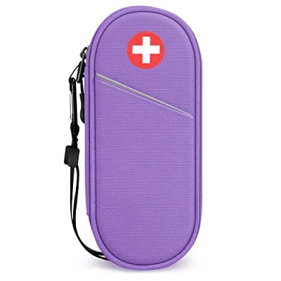 Abbildung von SITHON EpiPen Medical Tragetasche, tragbare Notfalltasche Isolierte Medikament Tasche Organizer für 2 EpiPens, Asthma Inhalator, Anti Histamin, Auvi Q, Allergy Medicine Essentials, (ZB Hellviolett)