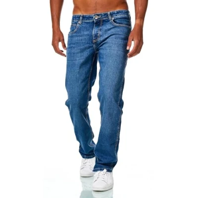 Abbildung von JEEL Herren Jeans Relax Fit Straight Cut Stretch Hose Basic Washed 01 Navy 31W / 32L