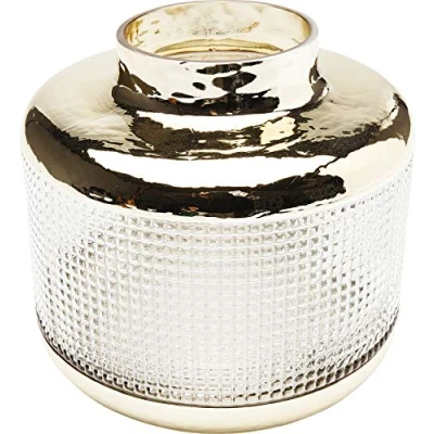 Abbildung von Kare Design Vase LA Noble, Gold, Klein, Rund Geformte Vase, Blumenvase, Wohnzimmerdekoration, Esszimmer, Deko Glas, 19x19.5x19.5cm (H/B/T)