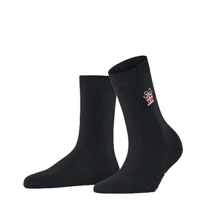 Abbildung von FALKE Damen Socken Cosy Wool X Mas Gift Wolle Kaschmir gemustert 1 Paar, Schwarz (Black 3000), 35 38