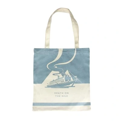 Abbildung von Half Moon Bay Death On the Nile Canvas Bag Taschen für Frauen und Geschenke Buchliebhaber Einkaufstasche Damen von Agatha Christie für, blau,