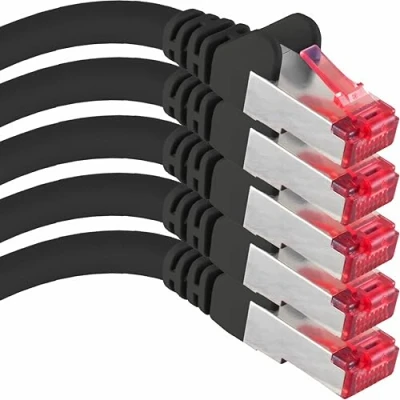 Abbildung von 1aTTack.de CAT6 Netzwerk Kabel 5x 2m Schirmung SFTP CAT.6 RJ45 Patch Ethernet DSL LAN Router Switch Modem Patchfeld schwarz 5 Stück