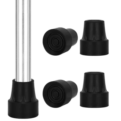 Abbildung von supregear Gummigleiter für Gehstock (4er Pack), Rutschfeste 19 mm Gleiter mit Metalleinsätzen Zubehör Gehstöcke, Schwarz