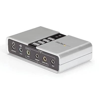 Abbildung von StarTech.com USB 2.0 Soundbox 7.1 Adapter externe Soundkarte mit SPDIF Didital Audio External Soundcard 8x 3,5mm Buchse (ICUSBAUDIO7D)