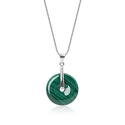 Abbildung von COAI Geschenkideen 925 Sterling Silber Glückskette Donut Anhänger aus Malachit