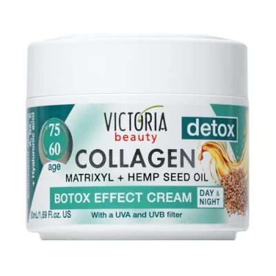 Abbildung von Victoria Beauty Collagen Creme mit Hyaluronsäure, Niacinamide und Matrixyl, straffende Gesichtscreme, Augencreme gegen Falten, dunkle Augenringe Tränensäcke, 2 x 50ml