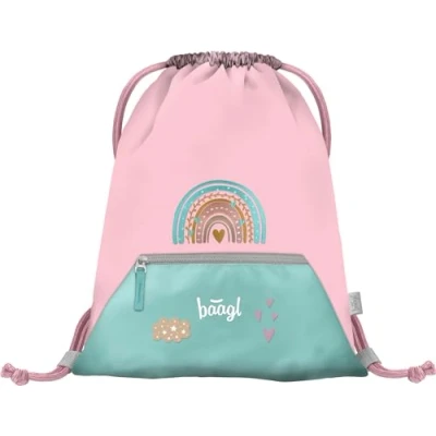 Abbildung von Baagl Sportbeutel Turnbeutel Gymsack Sporttasche Tagesrucksack Regenbogen für Kinder, Größe: One Size, Rosa